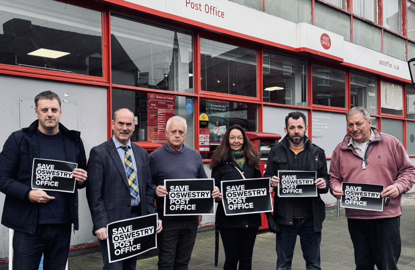 Oswestry area Councillors outside Post Office